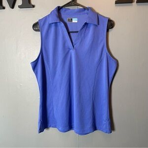 PGA TOUR Indigo sleeveless gold polo women’s size large